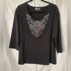 Christine Alexander Black Embellished Women's Top